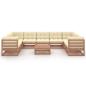 Preview: 10-tlg. Garten-Lounge-Set mit Kissen Honigbraun Massivholz