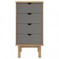 Preview: Schubladenschrank OTTA Braun & Grau 45x39x90 cm Massivholz