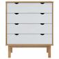 Preview: Schubladenschrank OTTA Braun&Weiß 76,5x39,5x90 cm Massivholz