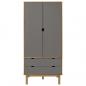 Preview: Kleiderschrank OTTA Braun&Grau 76,5x53x172 cm Massivholz Kiefer
