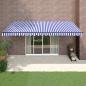 Preview: ARDEBO.de - Markise Einziehbar Blau und Weiß 5x3 m Stoff und Aluminium