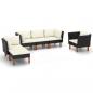 Preview: ARDEBO.de - 6-tlg. Garten-Lounge-Set Poly Rattan Eukalyptusholz Schwarz