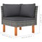 Preview: 9-tlg. Garten-Lounge-Set Poly Rattan und Eukalyptusholz Grau