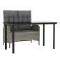 Preview: 2-tlg. Garten-Essgruppe mit Kissen Grau Poly Rattan