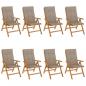 Preview: Gartenstühle mit Auflagen 8 Stk. Massivholz Teak