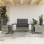 Preview: ARDEBO.de - 4-tlg. Garten-Essgruppe mit Kissen Grau Poly Rattan