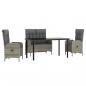 Preview: 4-tlg. Garten-Essgruppe mit Kissen Grau Poly Rattan
