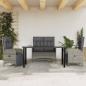 Preview: ARDEBO.de - 4-tlg. Garten-Essgruppe mit Kissen Grau Poly Rattan