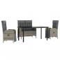 Preview: 4-tlg. Garten-Essgruppe mit Kissen Grau Poly Rattan