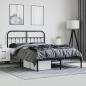Preview: Bettgestell mit Kopfteil Metall Schwarz 140x190 cm