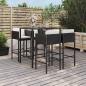 Preview: ARDEBO.de - 5-tlg. Gartenbar-Set mit Kissen Schwarz Poly Rattan