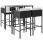 Preview: 5-tlg. Gartenbar-Set mit Kissen Schwarz Poly Rattan