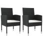 Preview: ARDEBO.de - 3-tlg. Garten-Essgruppe Schwarz Poly Rattan und Stahl