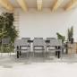 Preview: ARDEBO.de - 9-tlg. Garten-Essgruppe Grau und Schwarz Poly Rattan und Stahl