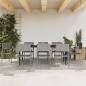 Preview: ARDEBO.de - 9-tlg. Garten-Essgruppe Grau und Schwarz Poly Rattan und Stahl