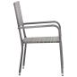 Preview: ARDEBO.de - 7-tlg. Garten-Essgruppe Grau und Schwarz Poly Rattan und Stahl