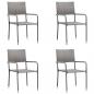 Preview: ARDEBO.de - 5-tlg. Garten-Essgruppe Grau und Schwarz Poly Rattan und Stahl