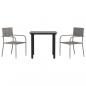 Preview: 3-tlg. Garten-Essgruppe Grau und Schwarz Poly Rattan und Stahl