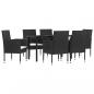 Preview: ARDEBO.de - 7-tlg. Garten-Essgruppe Schwarz Poly Rattan und Stahl