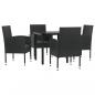 Preview: ARDEBO.de - 5-tlg. Garten-Essgruppe Schwarz Poly Rattan und Stahl