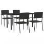 Preview: ARDEBO.de - 5-tlg. Garten-Essgruppe Schwarz Poly Rattan und Stahl
