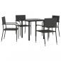 Preview: 5-tlg. Garten-Essgruppe Schwarz Poly Rattan und Stahl