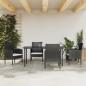 Preview: ARDEBO.de - 5-tlg. Garten-Essgruppe Schwarz Poly Rattan und Stahl