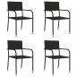 Preview: ARDEBO.de - 5-tlg. Garten-Essgruppe Schwarz Poly Rattan und Stahl