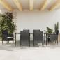 Preview: ARDEBO.de - 7-tlg. Garten-Essgruppe Schwarz Poly Rattan und Stahl