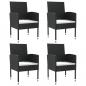 Preview: ARDEBO.de - 5-tlg. Garten-Essgruppe Schwarz Poly Rattan und Stahl