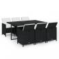 Preview: 7-tlg. Garten-Essgruppe mit Kissen Poly Rattan Schwarz