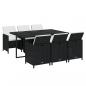 Preview: 7-tlg. Garten-Essgruppe mit Kissen Poly Rattan Schwarz