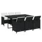 Preview: 7-tlg. Garten-Essgruppe mit Kissen Poly Rattan Schwarz