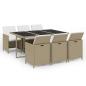 Preview: 7-tlg. Garten-Essgruppe mit Kissen Poly Rattan Beige