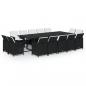 Preview: 15-tlg. Garten-Essgruppe mit Kissen Poly Rattan Schwarz