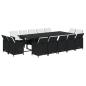 Preview: 15-tlg. Garten-Essgruppe mit Kissen Poly Rattan Schwarz