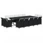 Preview: 15-tlg. Garten-Essgruppe mit Kissen Poly Rattan Schwarz