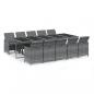 Preview: 11-tlg. Garten-Essgruppe mit Kissen Poly Rattan Grau