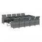 Preview: 11-tlg. Garten-Essgruppe mit Kissen Poly Rattan Grau