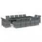 Preview: 15-tlg. Garten-Essgruppe mit Kissen Poly Rattan Grau