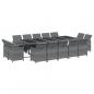 Preview: 15-tlg. Garten-Essgruppe mit Kissen Poly Rattan Grau