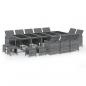 Preview: 15-tlg. Garten-Essgruppe mit Kissen Poly Rattan Grau