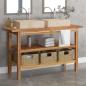 Preview: ARDEBO.de - Waschtisch mit Creme Marmorbecken Massivholz Teak