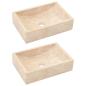 Preview: Waschtisch mit Creme Marmorbecken Massivholz Teak