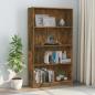 Preview: ARDEBO.de - Bücherregal 4 Fächer Räuchereiche 80x24x142 cm Holzwerkstoff