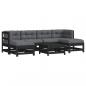 Preview: 7-tlg. Garten-Lounge-Set mit Kissen Schwarz Massivholz