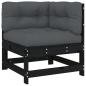 Preview: 7-tlg. Garten-Lounge-Set mit Kissen Schwarz Massivholz