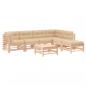 Preview: 7-tlg. Garten-Lounge-Set mit Kissen Massivholz