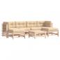 Preview: 7-tlg. Garten-Lounge-Set mit Kissen Massivholz