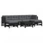 Preview: ARDEBO.de - 7-tlg. Garten-Lounge-Set mit Kissen Schwarz Massivholz
